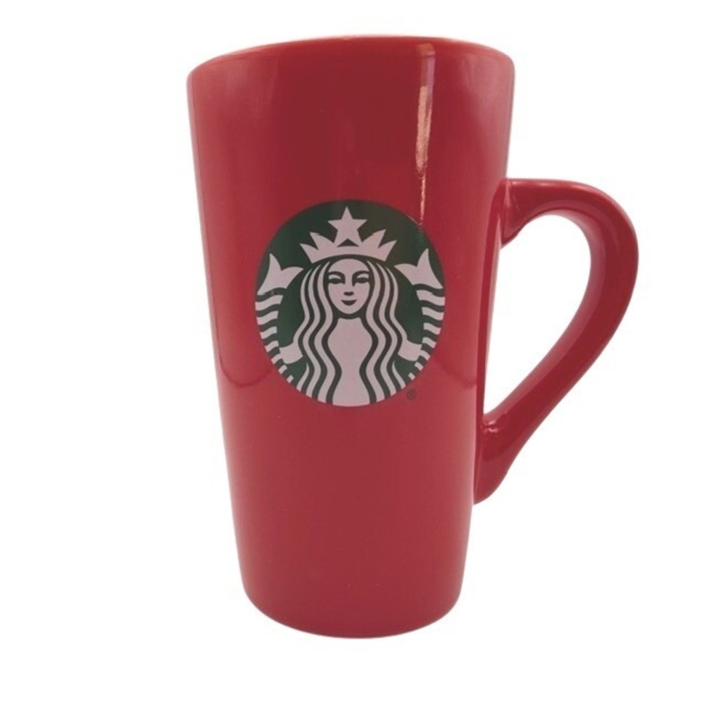 Starbucks 2024‎ Red Latte Mug with Pink Interior Siren Logo 16oz Ceramic Cup New